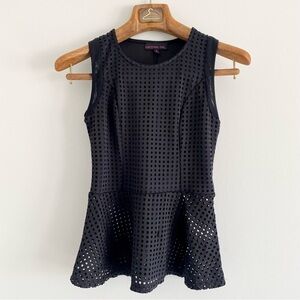 Material Girl Black Eyelet Peplum Sleeveless Top Size Small
